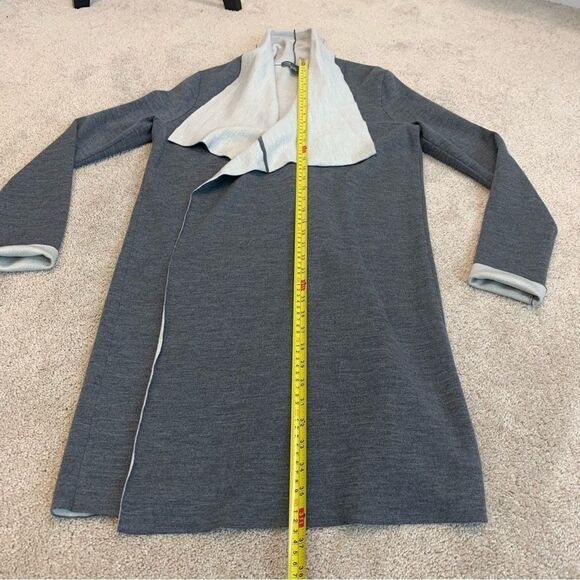 Vince GREY MERINO WOOL BLEND TWO TONE DRAPE OPEN CARDIGAN SWEATER COAT M 6-8 - Picture 12 of 13